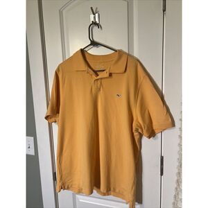Vineyard Vines Shirt Mens Large Orange Golf Polo Classic Fit Whale Logo